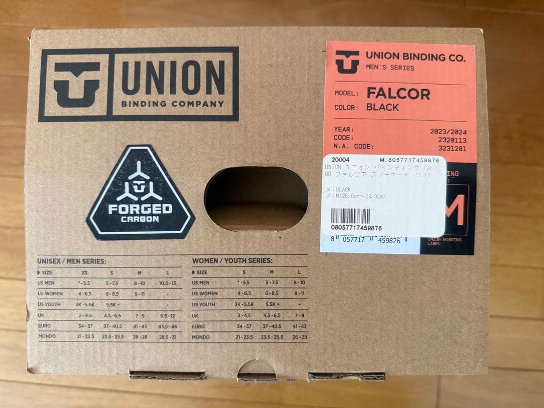 UNION Falcor ビンディング ブラック　Mサイズ