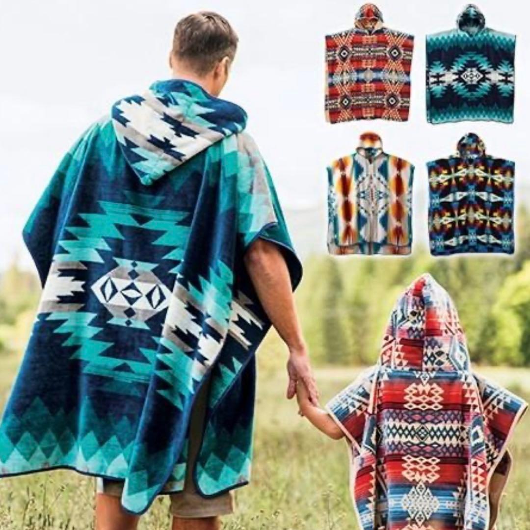Pendleton 幾何学模様 フード付きブランケット