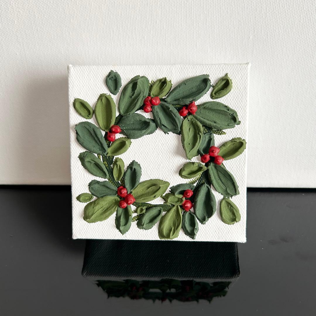 Christmas wreath 絵画原画 アクリル画テクスチャーアート