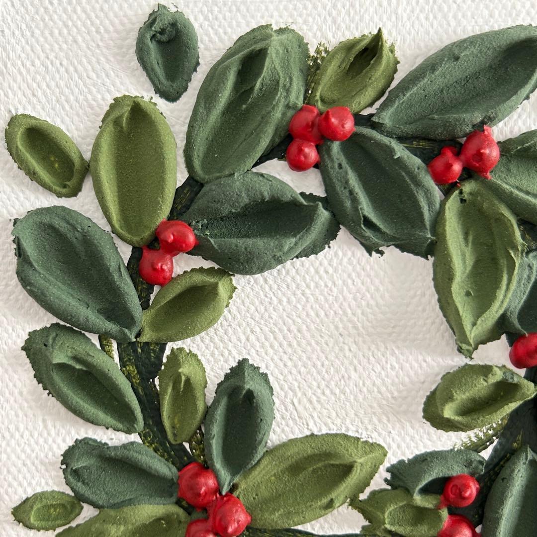 Christmas wreath 絵画原画 アクリル画テクスチャーアート