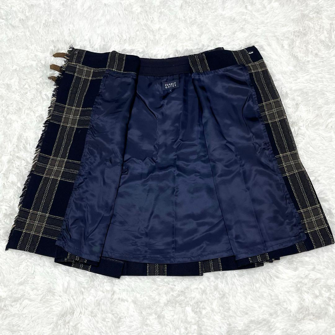 パーリーゲイツ ツイード ラップスカート 巻きスカート チェック ベルト S
