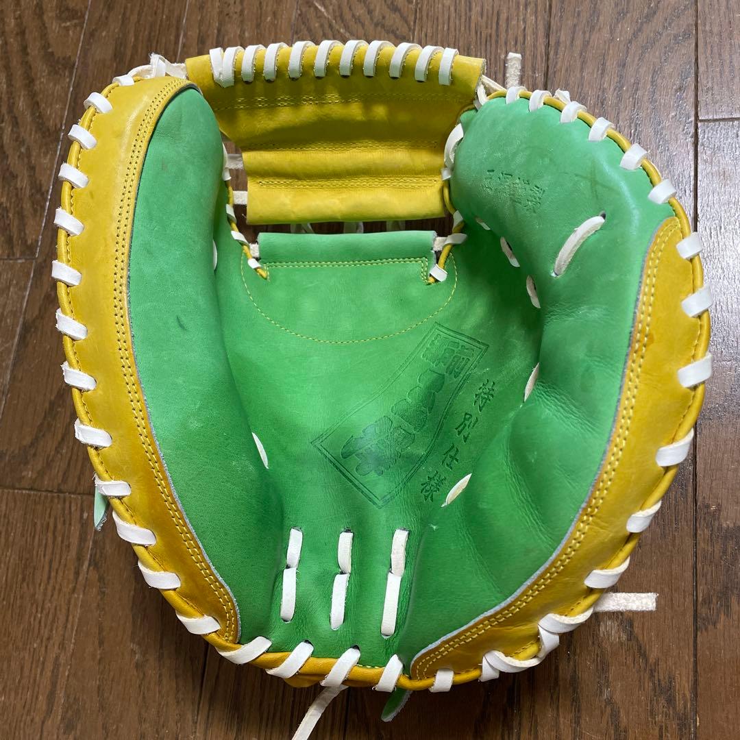 玉澤　軟式野球用キャッチャーミット　黄緑と黄色　右きき用