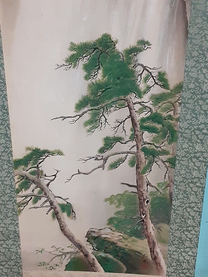 日本画、掛け軸、夏掛け、山本朝光『深山瀑布』