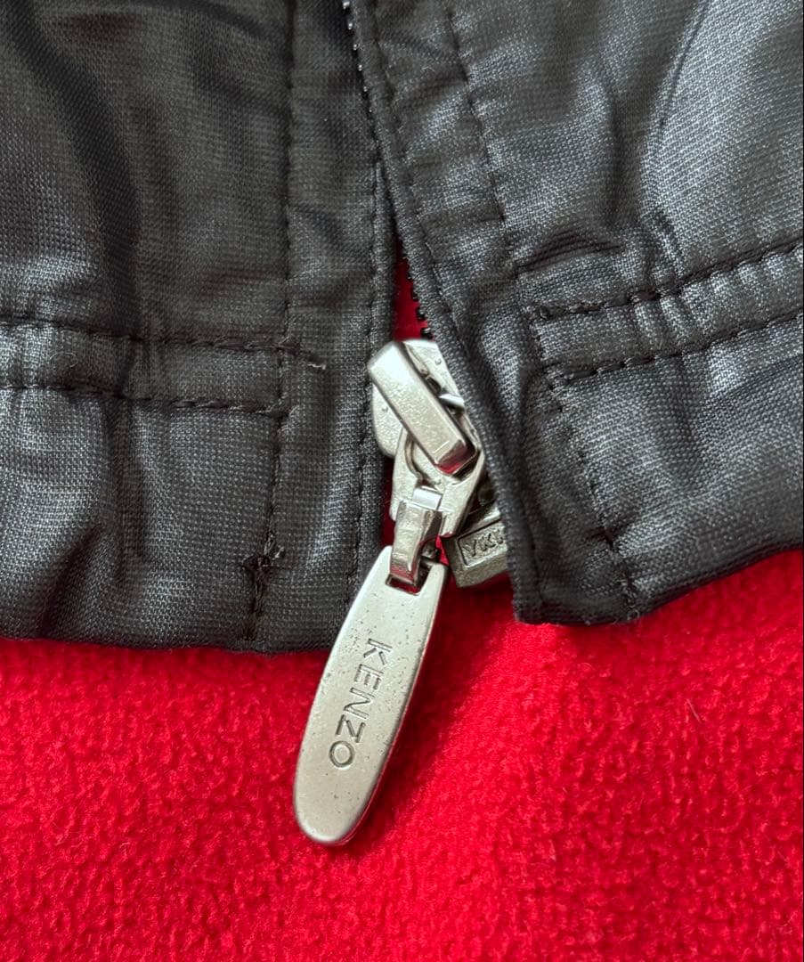 【美品】KENZO ゴルフ 切替フリースベスト 黒×赤 XL相当　ゴルフウェア