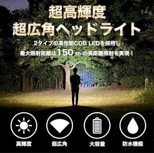 ヘッドライト LED 充電式 ネックライト 17時間点灯 ケース付き 超広角 A
