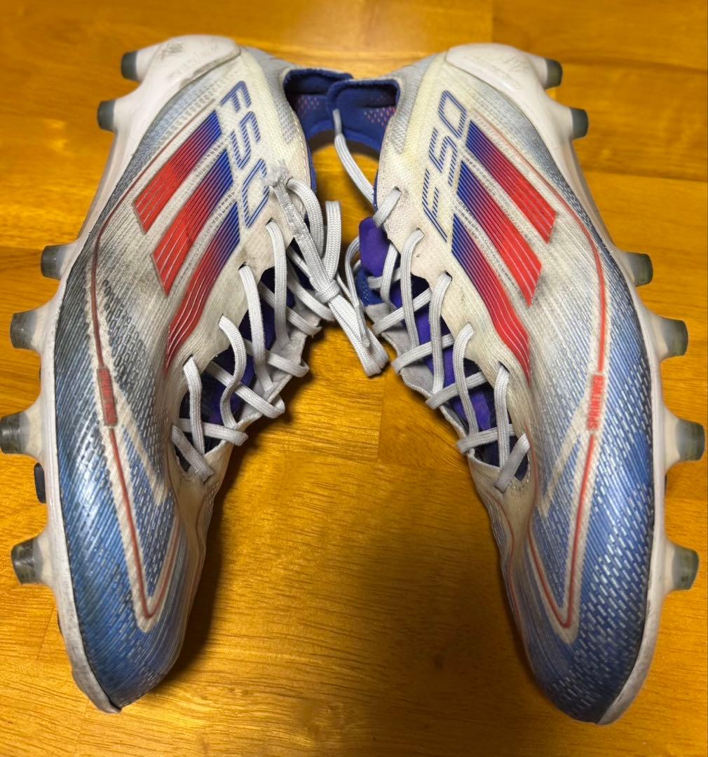 adidas F50 ホワイト/ブルー/レッド スパイクシューズ　25cm