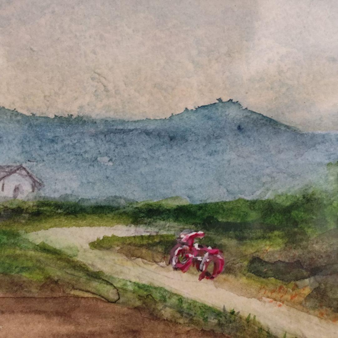 風景画 水彩画 F6「風そよぐ」
