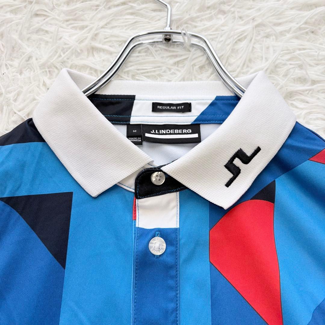 美品✨J.LINDEBERG ジェイリンドバーグ ゴルフポロシャツ ブルー M