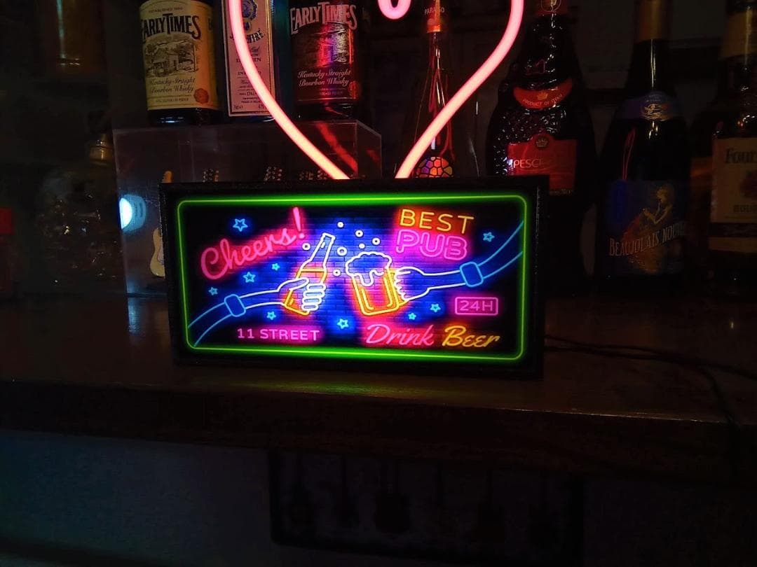 アメリカン パブ ビール 乾杯 パーティー 看板 置物 雑貨 LEDライトBOX