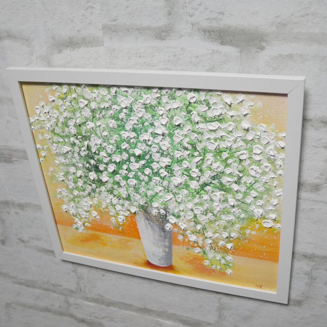 油絵 油彩 油彩画 絵 絵画【かすみ草】