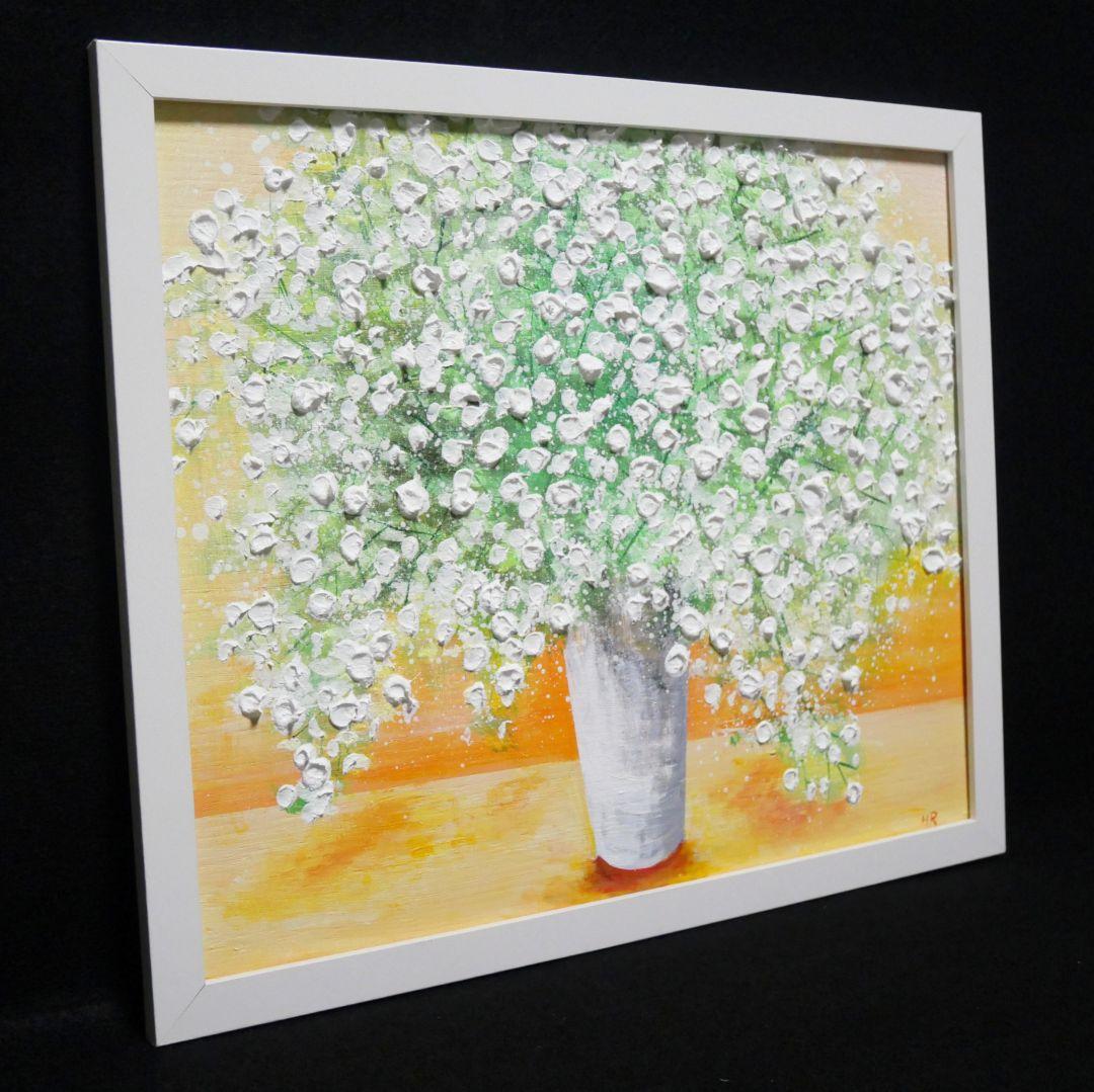 油絵 油彩 油彩画 絵 絵画【かすみ草】