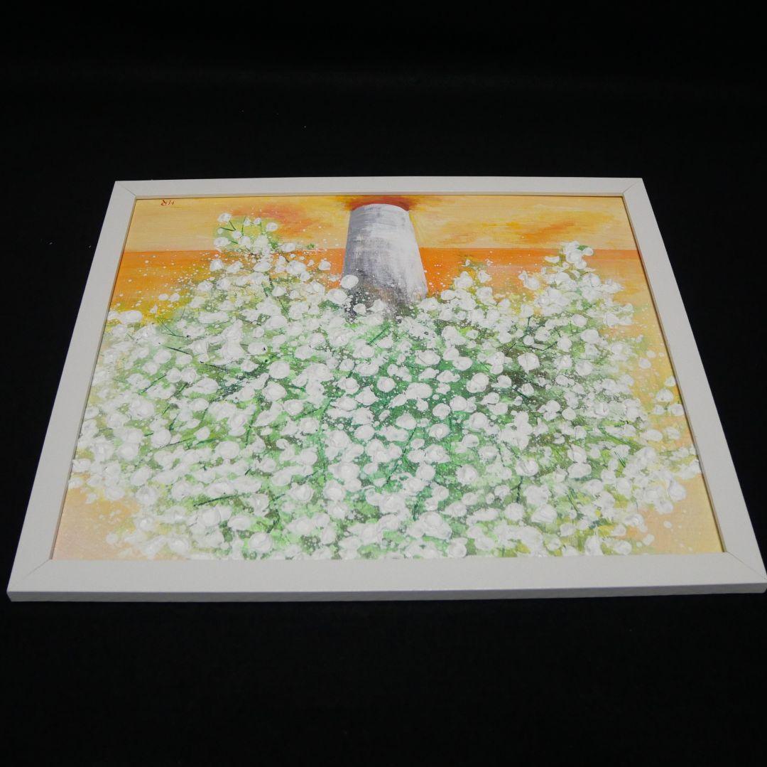 油絵 油彩 油彩画 絵 絵画【かすみ草】