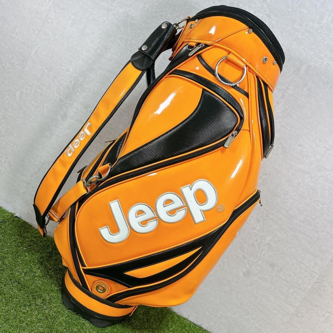 非売品 Jeep ジープ キャディバッグ エナメル オレンジ ゴルフ　車　自動車