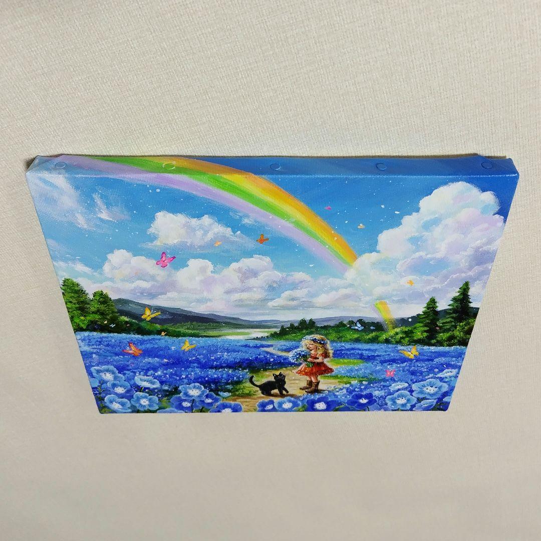 K*Z様 【青い花が輝く日】アクリル画 F3 風景画 絵画