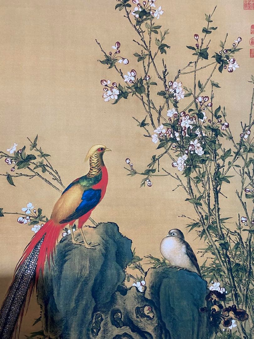 郎世宁 锦鸡图 中国画 掛け軸 水墨画 和室 玄関 茶室 壁掛け 美術品
