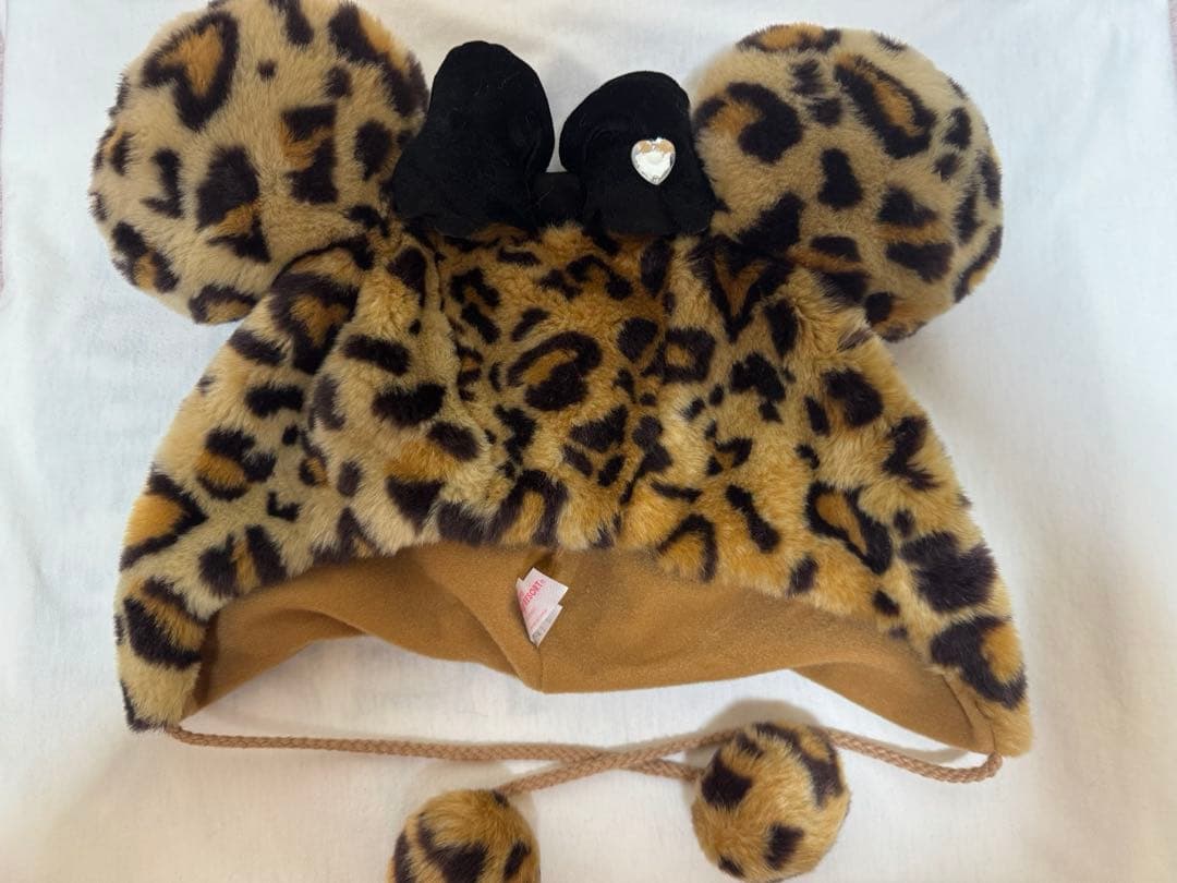 【美品・バラ売り可】Disney 旧 ヒョウ柄 ファンキャップ 茶 ピンク