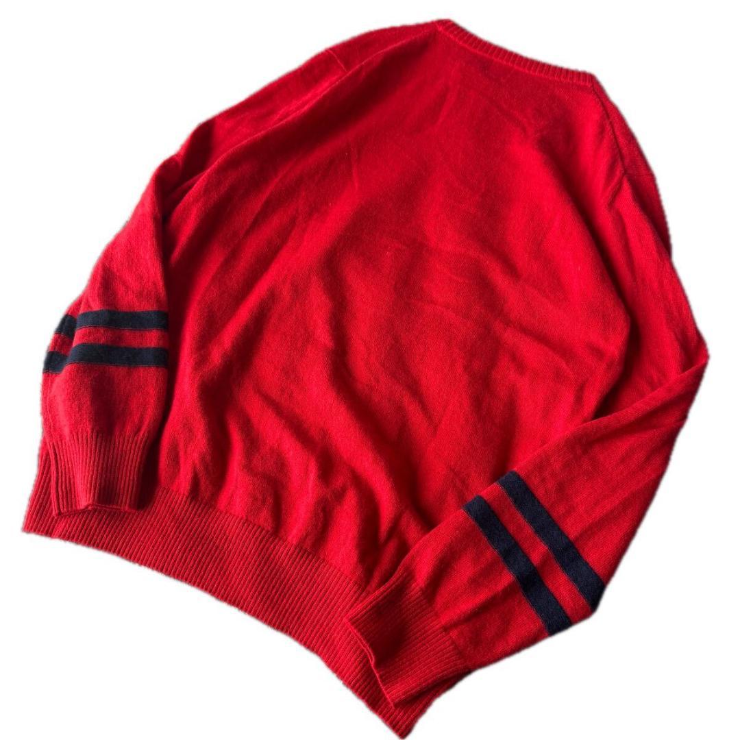 ARCHIVIO カシミヤ100% ニット Sz.48 Lサイズ レッド ライン