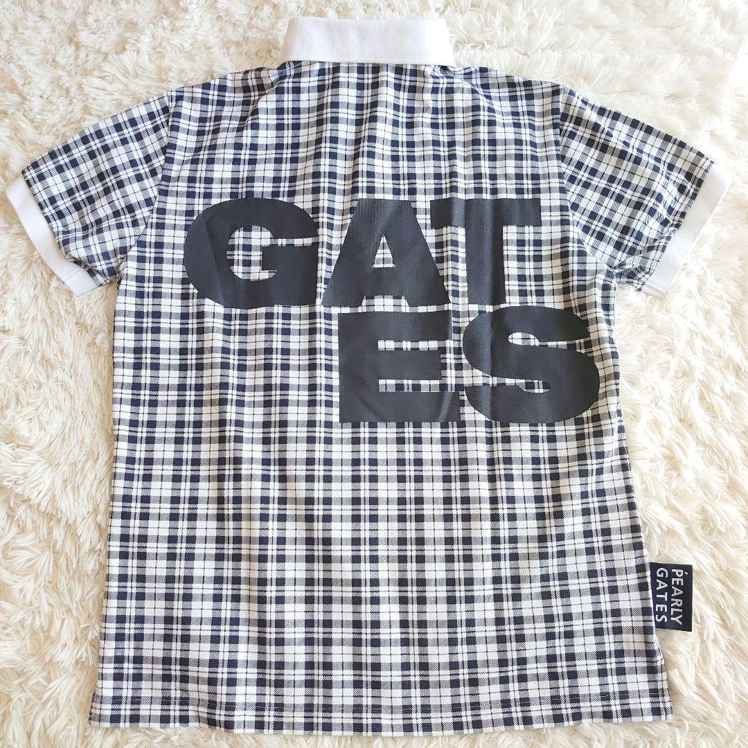 【美品】パーリーゲイツ チェック柄 ロゴ刺繍 ポロシャツ ゴルフ 半袖 L