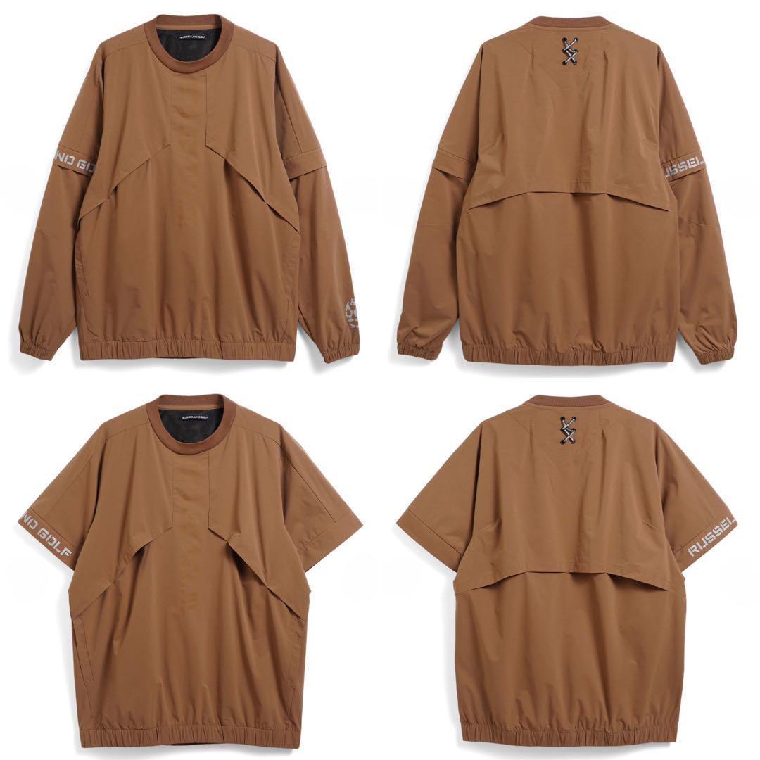 新品 ラッセルノ ゴルフ 2WAY プルオーバー ブルゾン ブラウン 2XL 7
