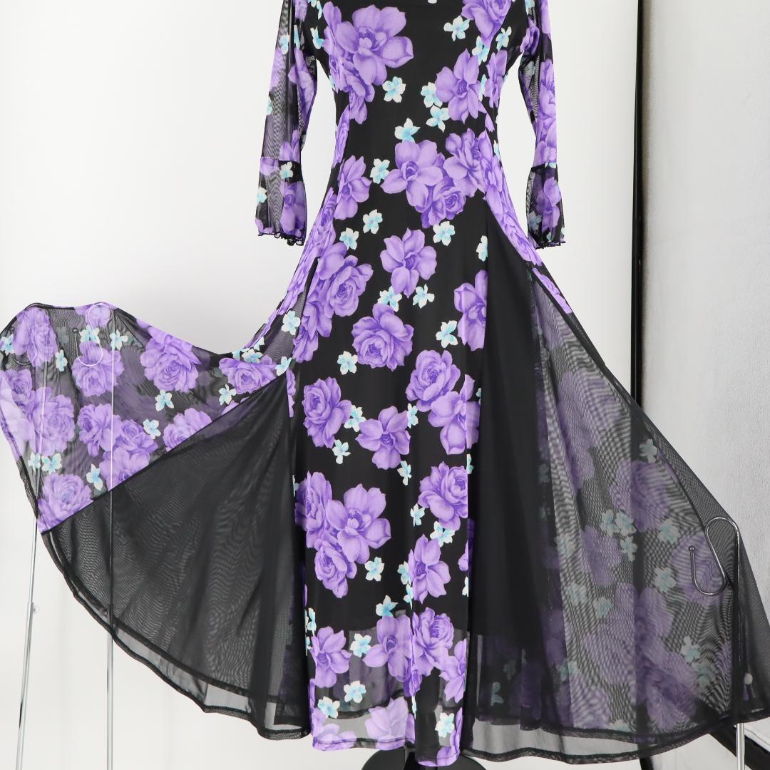 【美品社交ダンス衣装】ブラック JUNFASHION ジュンファッション ドレス