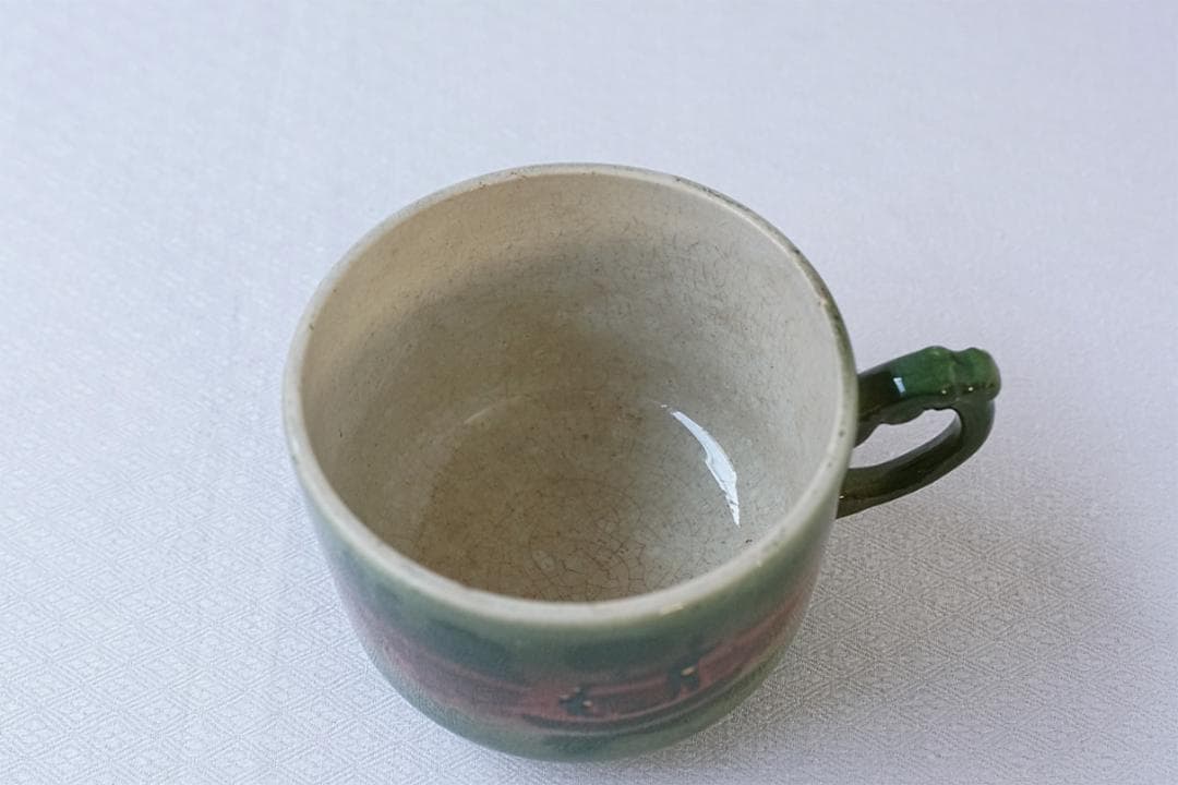 フランスアンティーク　19世紀　ショワジールロワ　カップ　グリーン