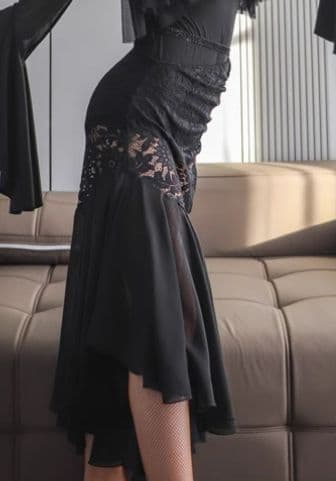 社交ダンスドレス モダンダンス レース 透けます スカート オーダーメイド