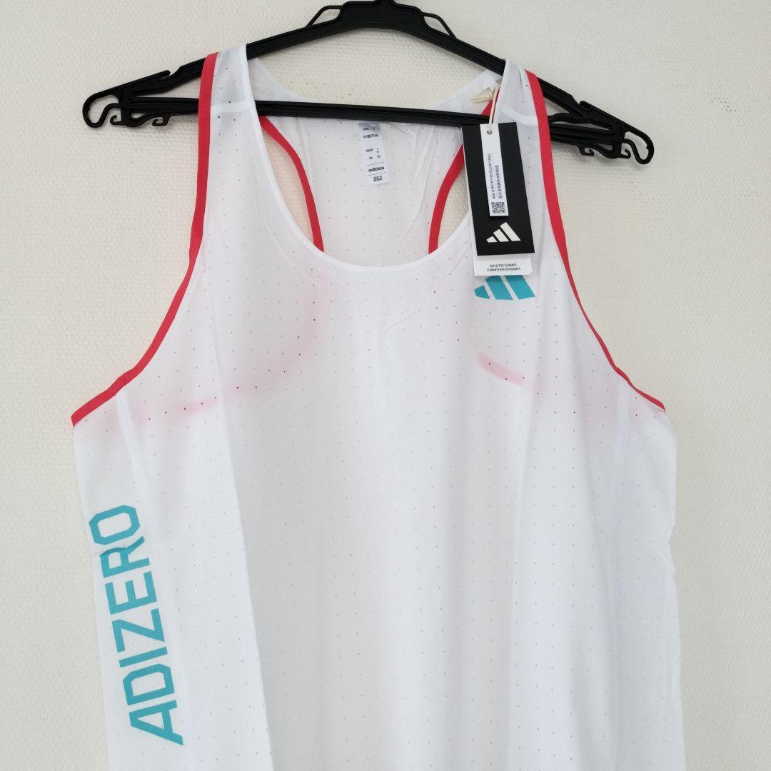 adidas ADIZERO シングレット ホワイト/レッド