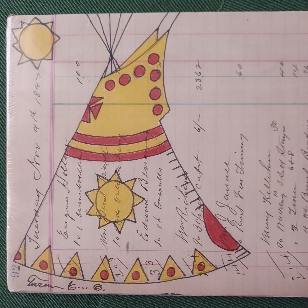 インディアン風アート作品 アメリカ先住民風 衣装デザイン画／原画スケッチ
