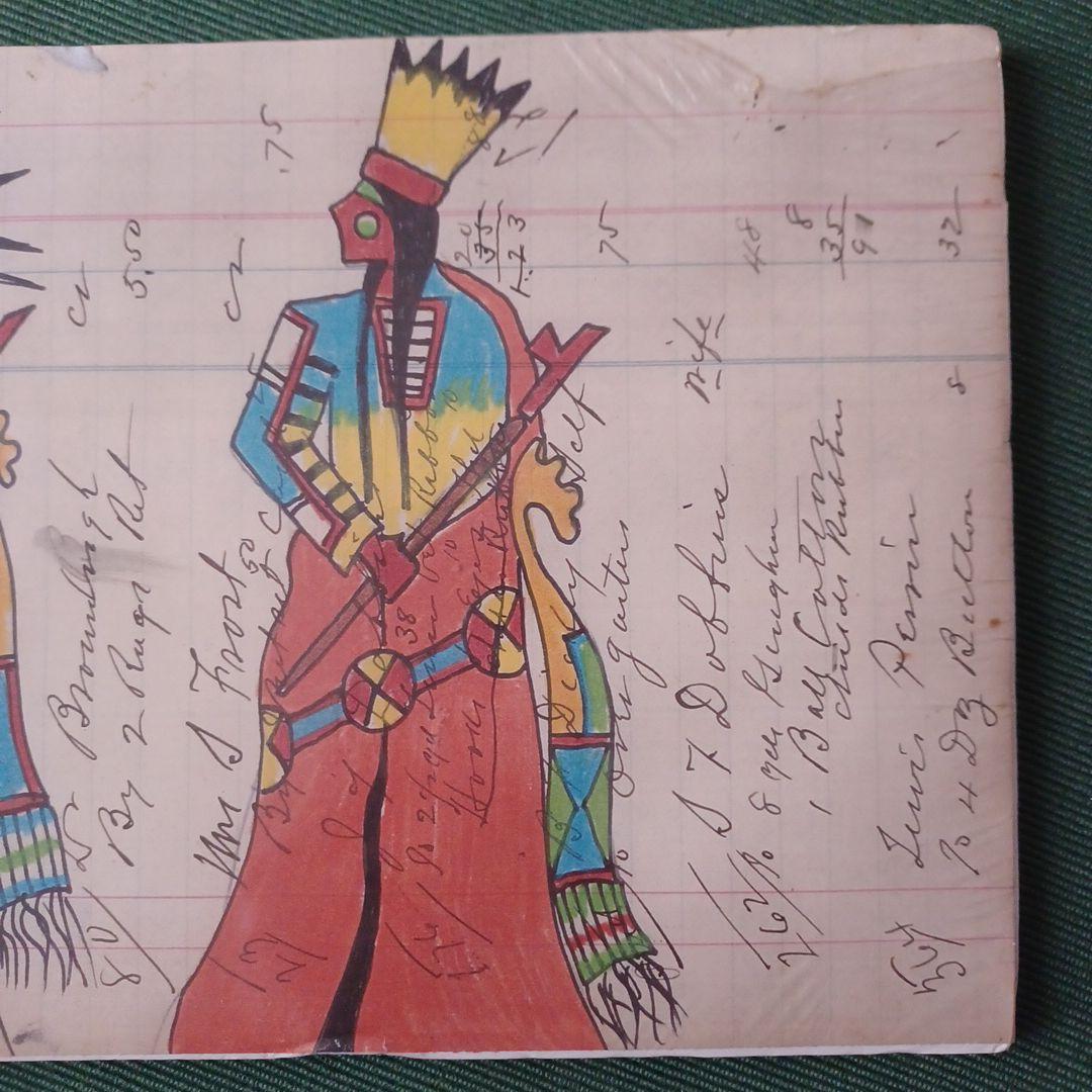 インディアン風アート作品 アメリカ先住民風 衣装デザイン画／原画スケッチ