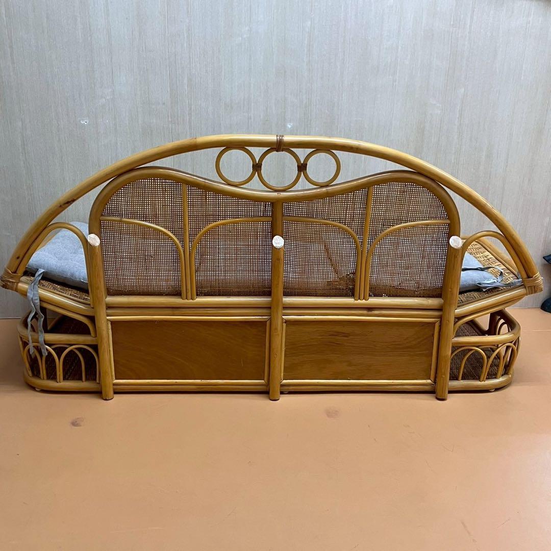 ラタン　籐　二人掛け　ソファ　レトロ　家具　インテリ