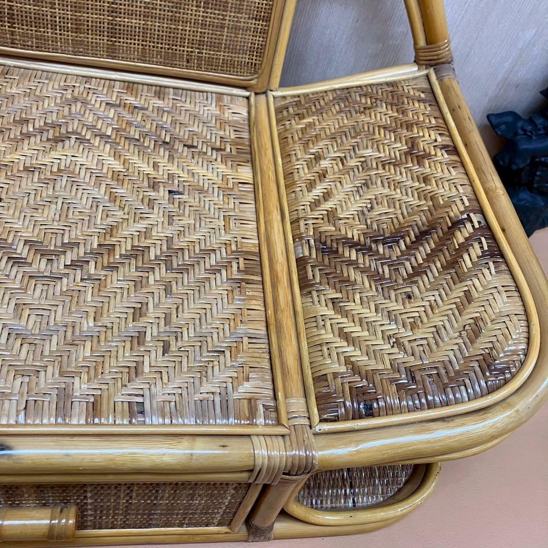 ラタン　籐　二人掛け　ソファ　レトロ　家具　インテリ