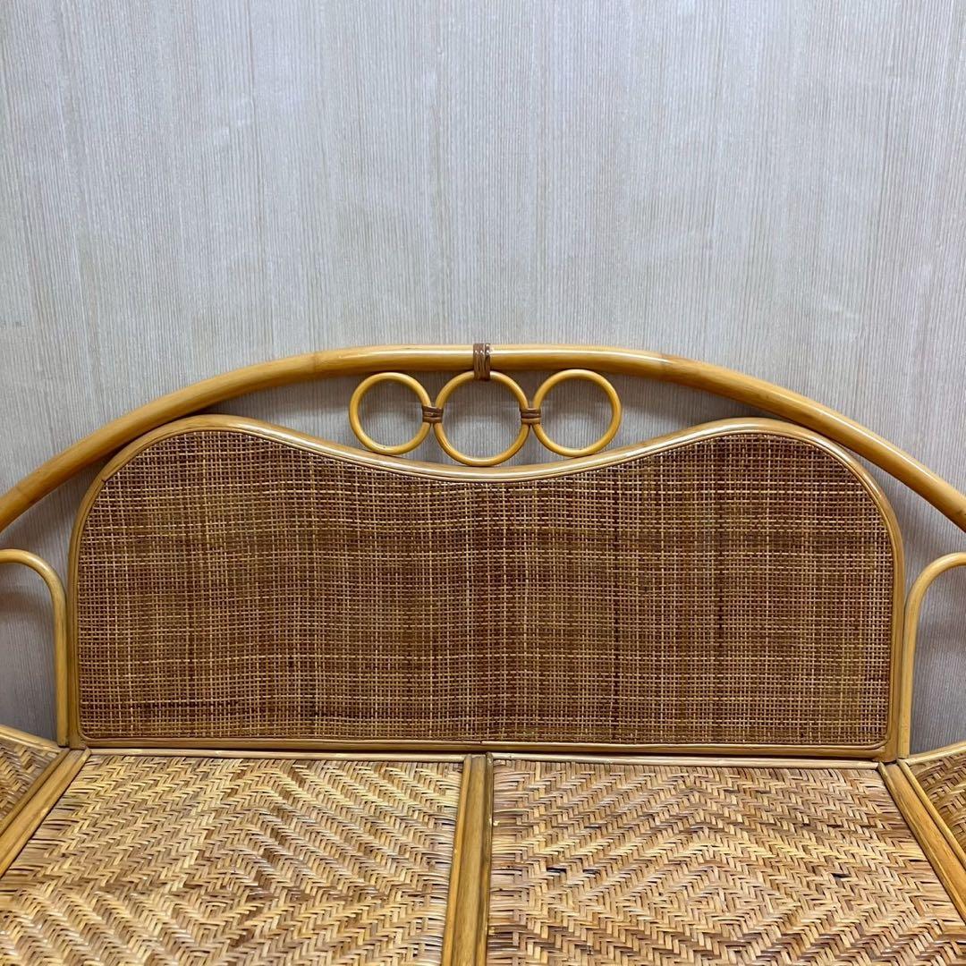 ラタン　籐　二人掛け　ソファ　レトロ　家具　インテリ
