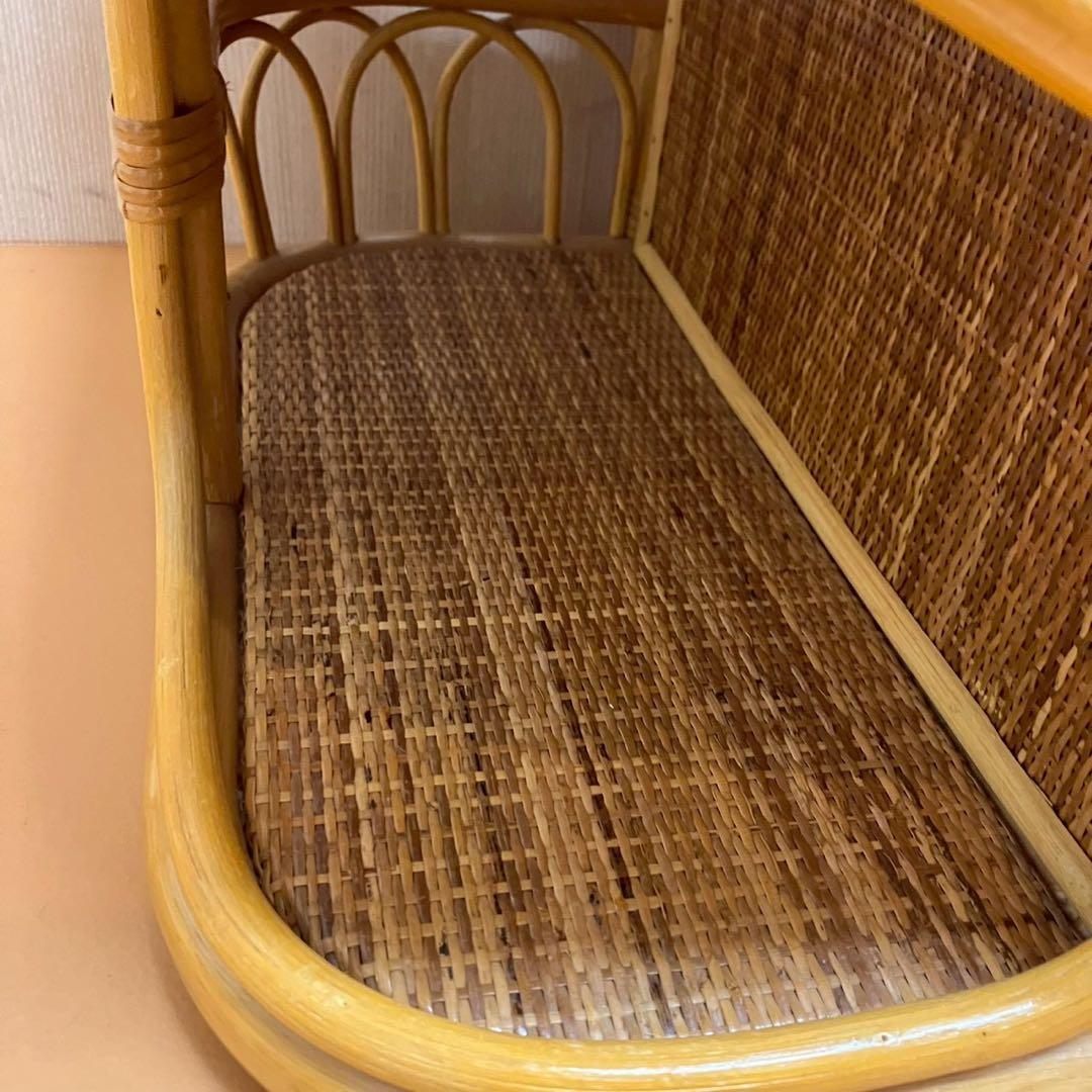 ラタン　籐　二人掛け　ソファ　レトロ　家具　インテリ