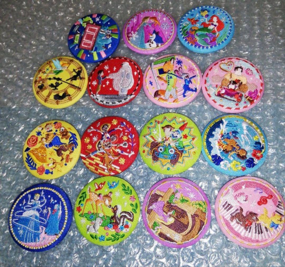 ディズニー　刺繍缶バッジビスケット2 全15種コンプリートセット