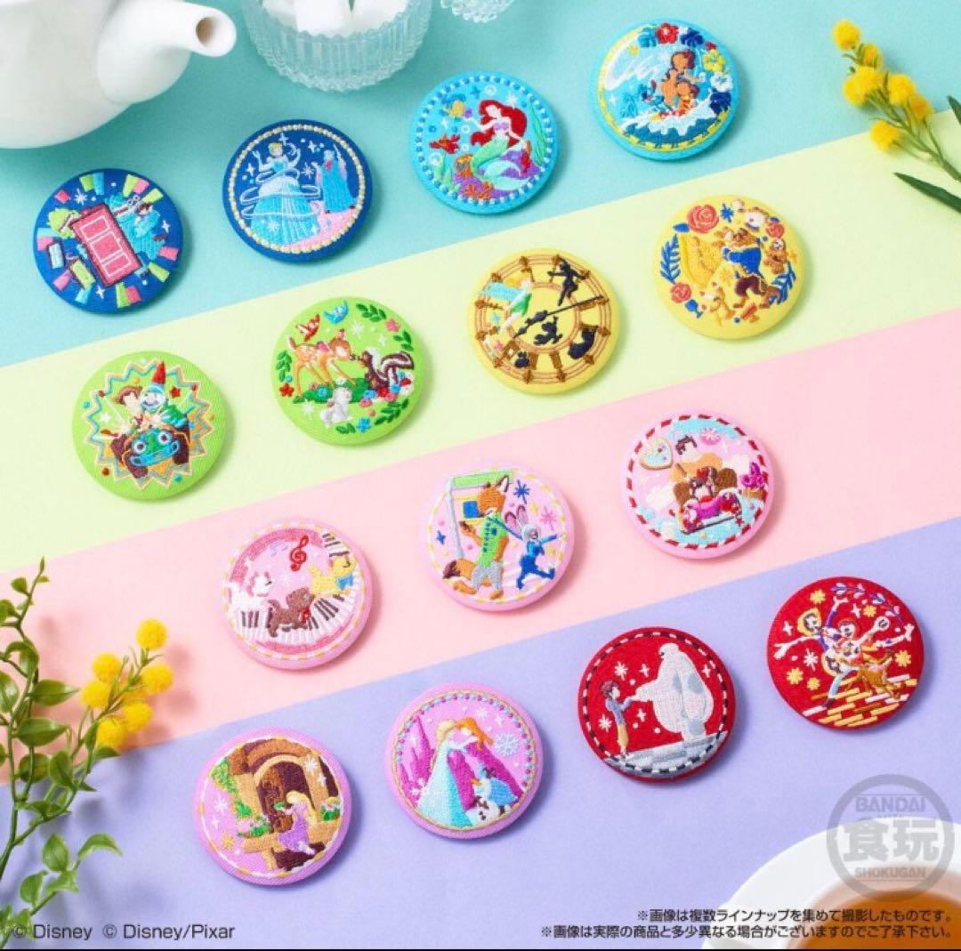 ディズニー　刺繍缶バッジビスケット2 全15種コンプリートセット