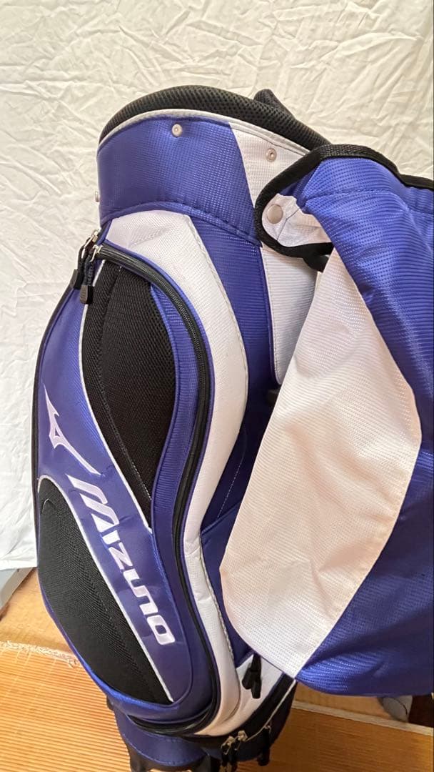 【ほぼ未使用】MIZUNO ゴルフバッグ キャディバッグ ブルー×ホワイト