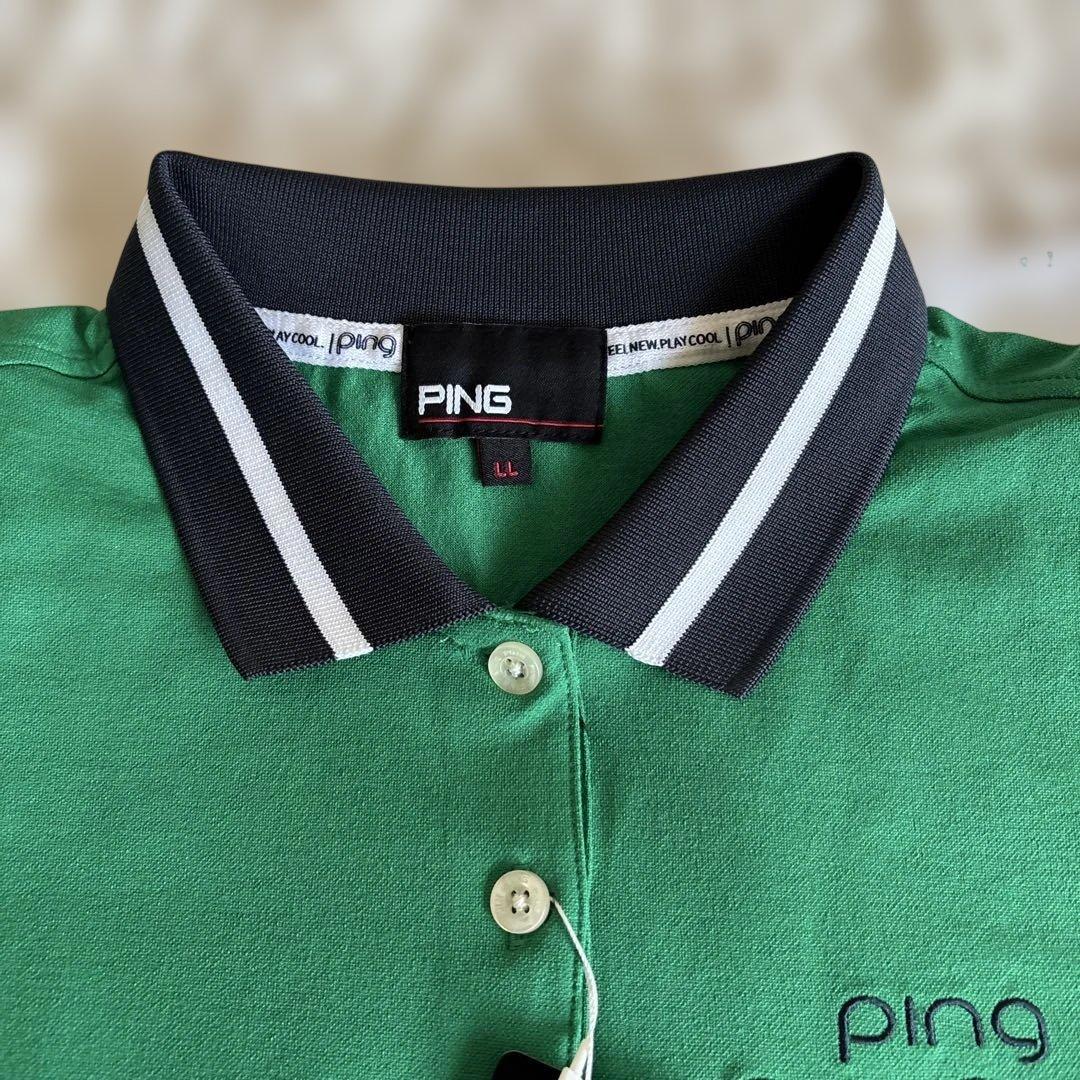 新品　PING ピン　インナー付きポロシャツ　緑　LL 送料込み