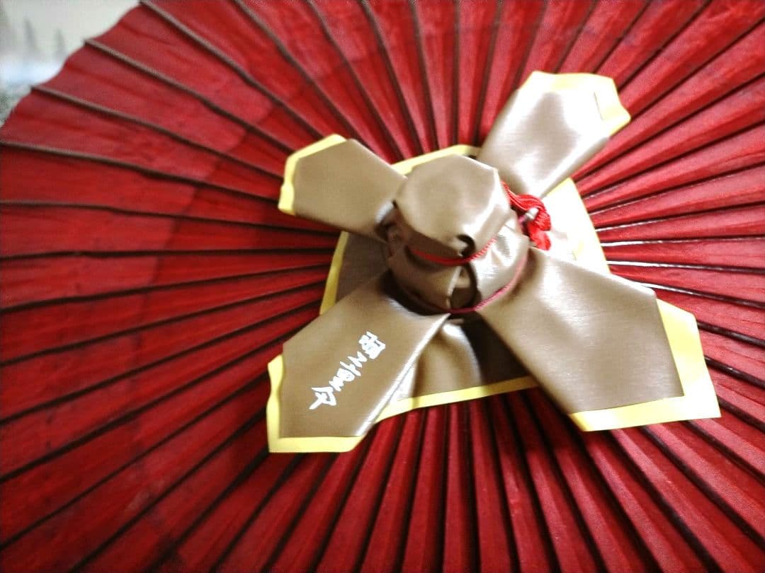 高級羽二重傘　日舞　伝統工芸品　赤　和傘