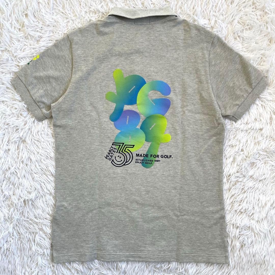 美品 パーリーゲイツ ポロシャツ ストレッチ 35周年 グレー L サイズ5