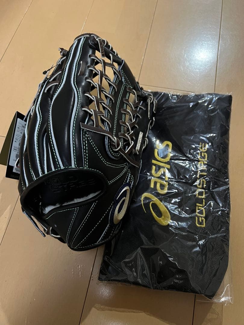 asics ゴールドステージ 硬式グローブ 黒　野球　ソフトボール　外野用