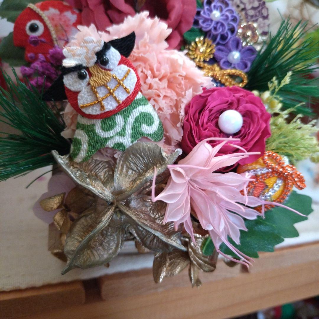 ご予約済…✦新作✦謹賀新年・お正月飾り…着物うさぎと招き猫…モリモリバージョン