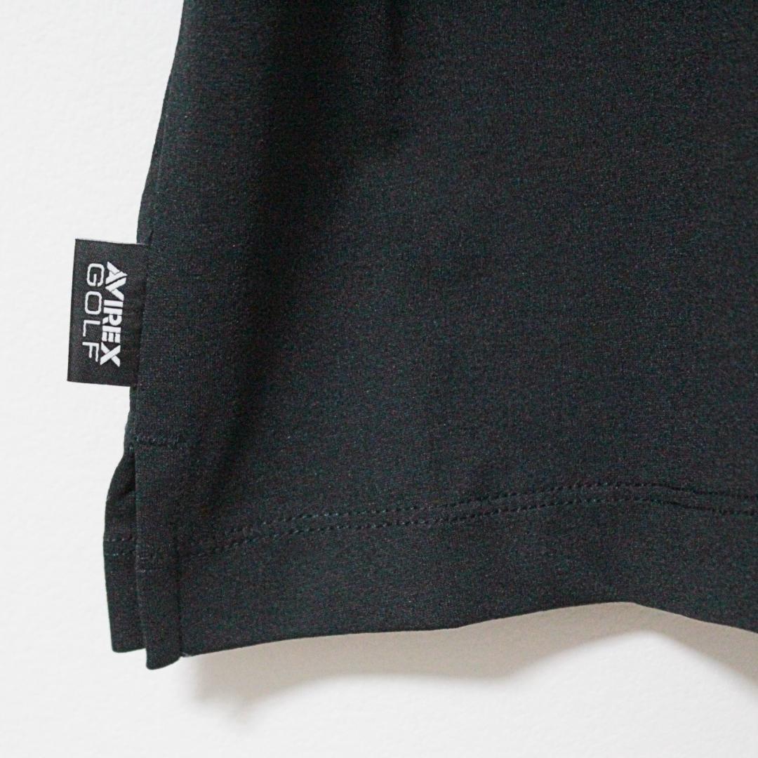 新品 アヴィレックス ゴルフ ワッペン刺しゅう ハーフジップ ポロシャツ M 黒