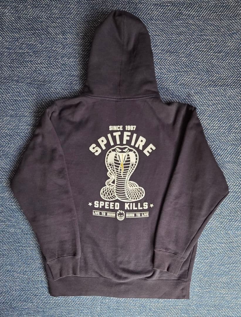 SPITFIRE WHEELS Zip Hoody NAVY弱フェード Mサイズ