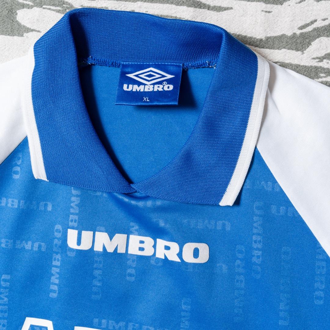 90s 香港製 UMBRO アンブロ 青色 フッドボールシャツ XLサイズ
