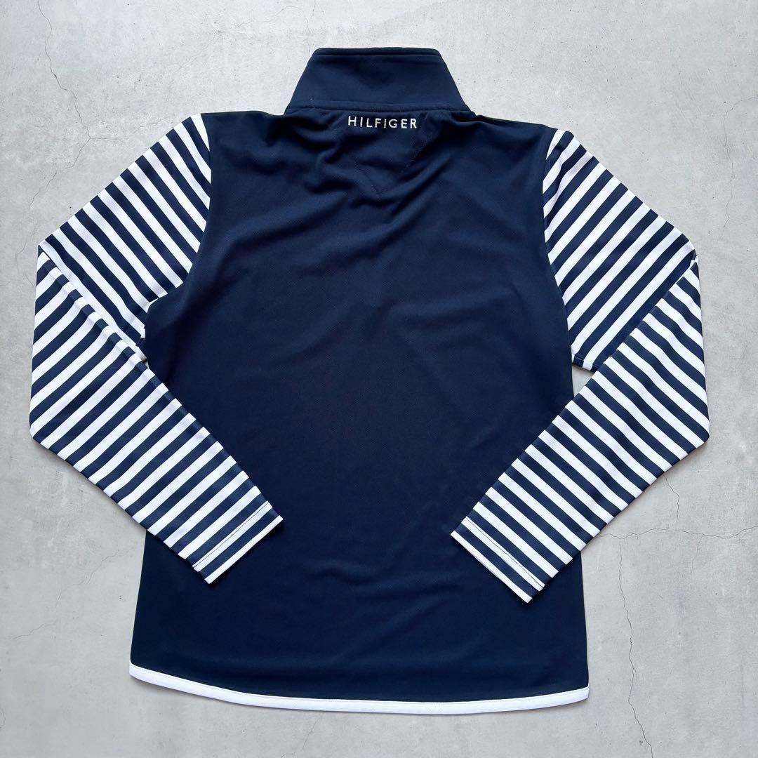   GOLF ハーフジップシャツ ロゴ 袖ボーダー柄