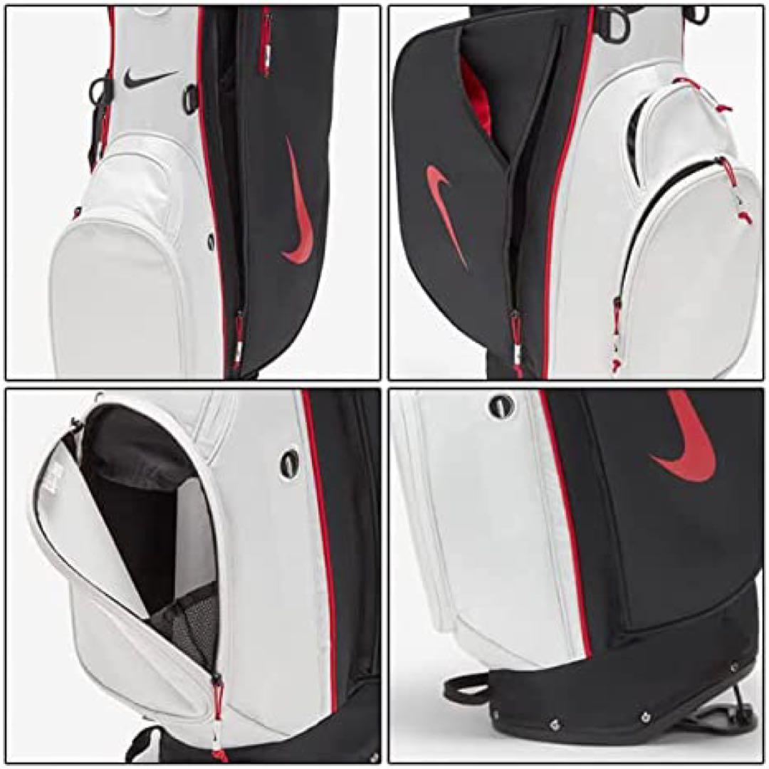 スタンド付 キャディバッグ フード付 ブラックレッドNIKE 軽量 ナイキ 赤黒