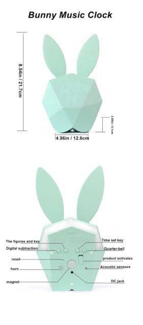 bunny music clock 時計 人感 音感 センサー付き 自動点灯