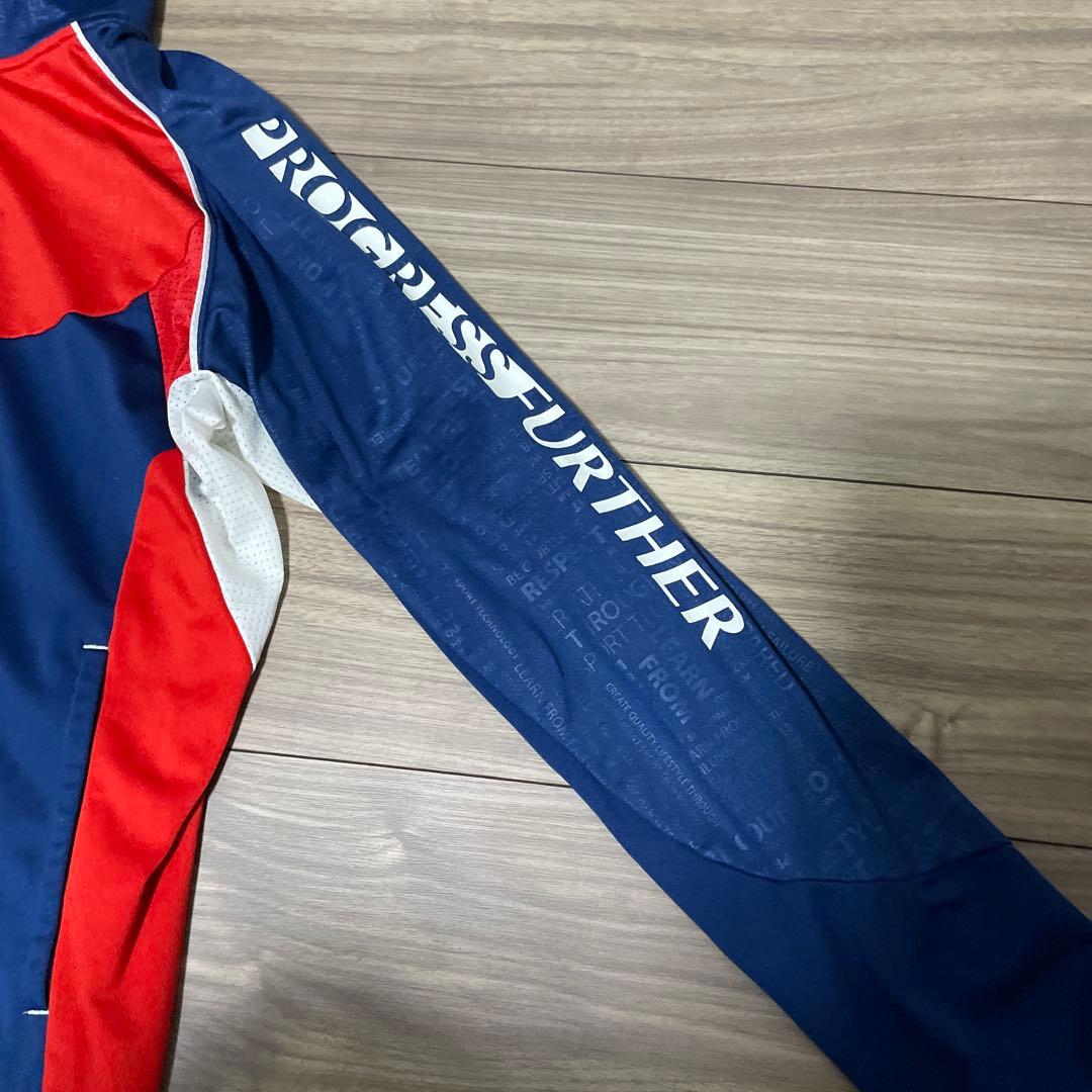 アシックス asics ジャージ 上下セット Sサイズ 赤×青