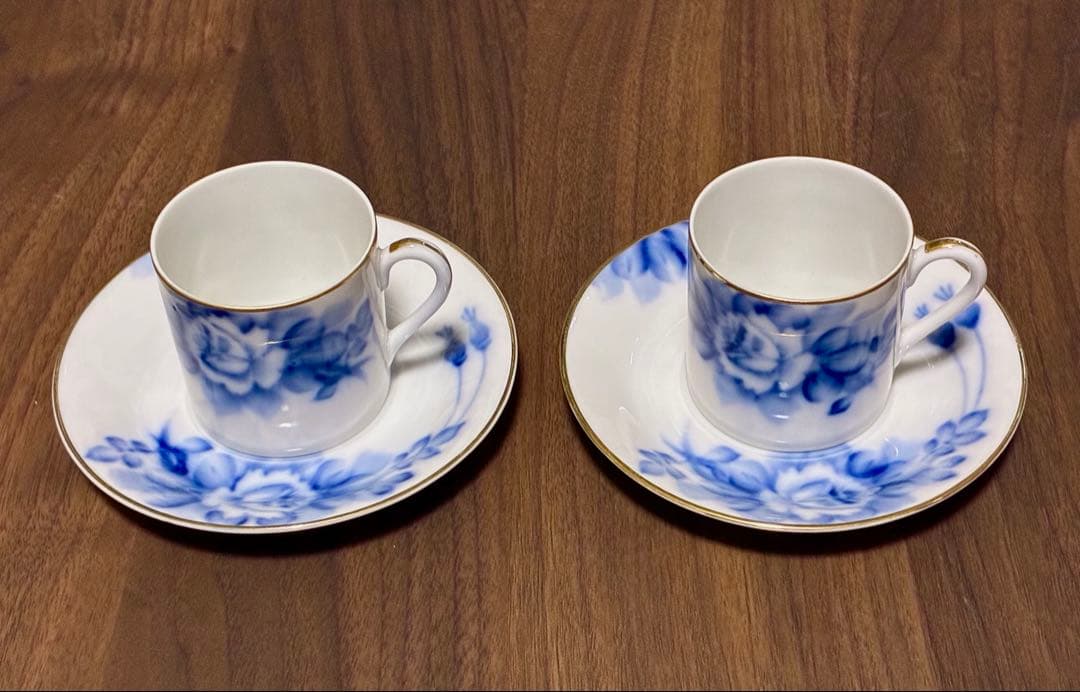 【約90年前のヴィンテージ・極美品】光陽陶器　手描き　デミタスカップ＆ソーサー