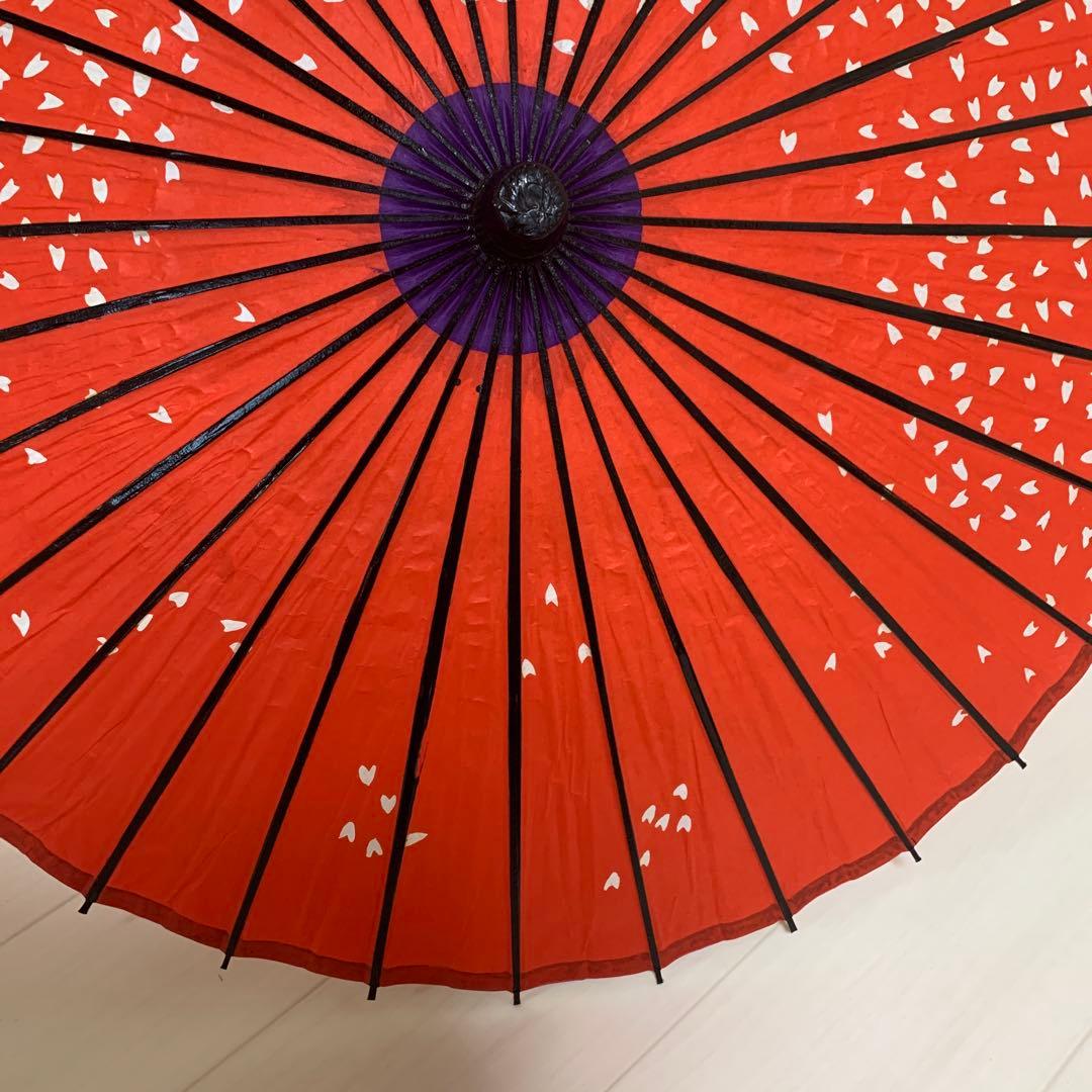 舞踊傘 赤色 桜吹雪　2本セット　蛇の目傘　日本舞踊　踊り　和傘　収納袋付き
